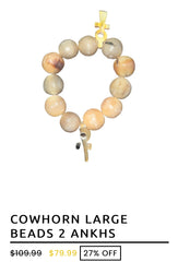 COWHORN LARGE BEADS 2 ANKHS